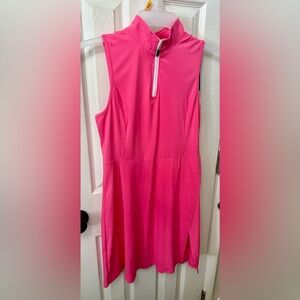 CUGOAO Pink Sleeveless Zip-Up Athletic Dress with Split Hem, Large